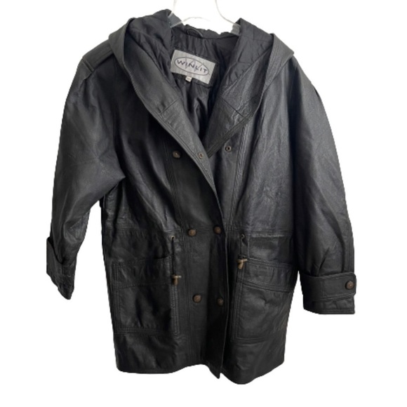 Women’s Winlit Vintage 90’s Leather Oversize Jacket Size Small! - Picture 2 of 8